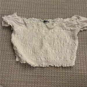 American Eagle Ruffler Off the Shoulder Crop Top